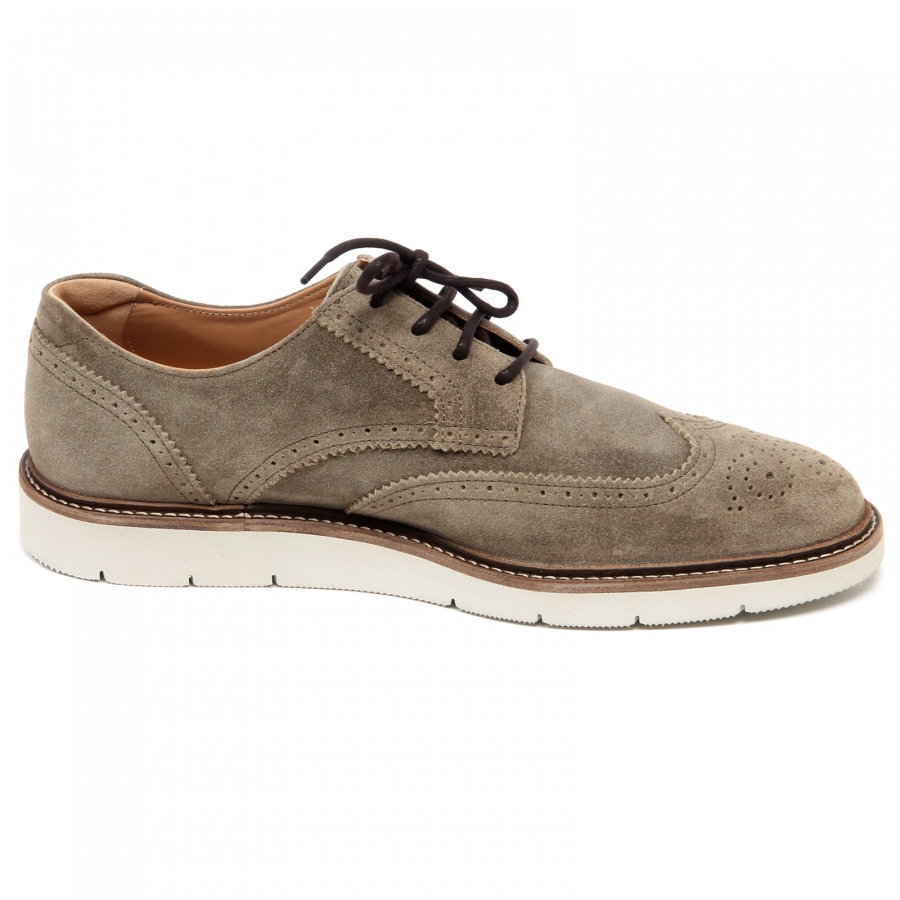 F3834 scarpa uomo green beige HOGAN H322 DERBY BUCATURE scarpe