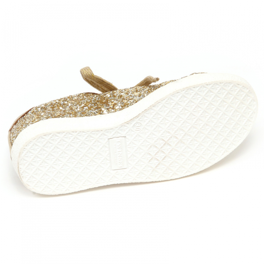 F4832 sneaker bimba girl gold TWIN SET scarpe soletta regolabile glitter shoe