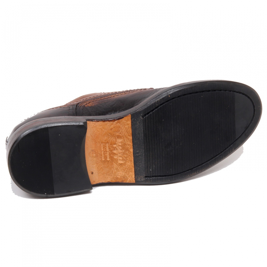 F5798 scarpa uomo brown HUNDRED 100 scarpe vintage effect shoe man