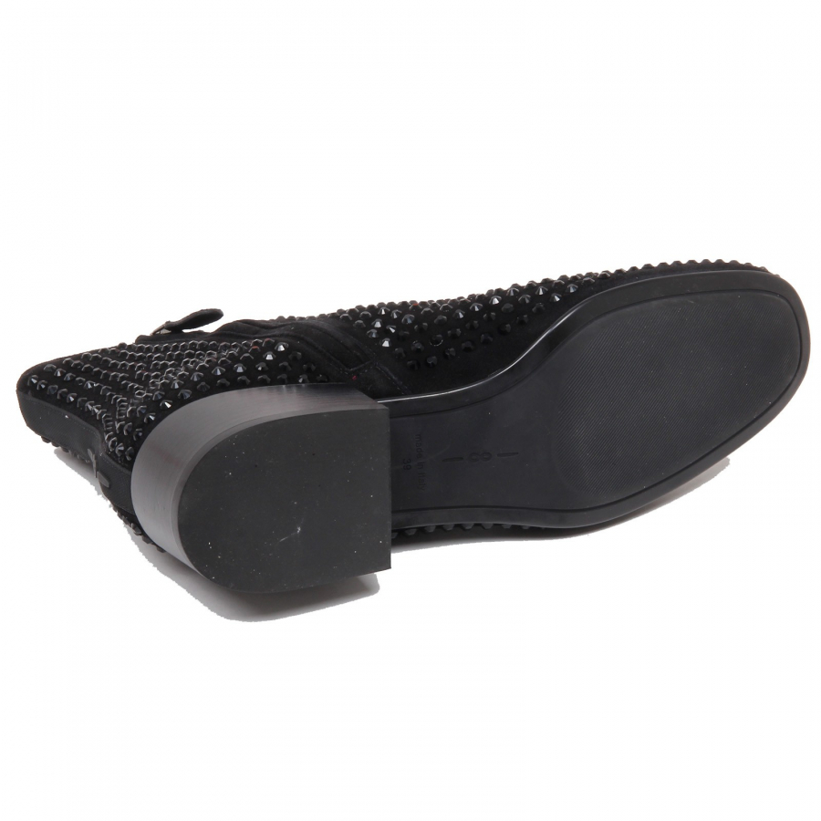 F6918 tronchetto donna black strass UNO 8 UNO 181 boot shoe woman