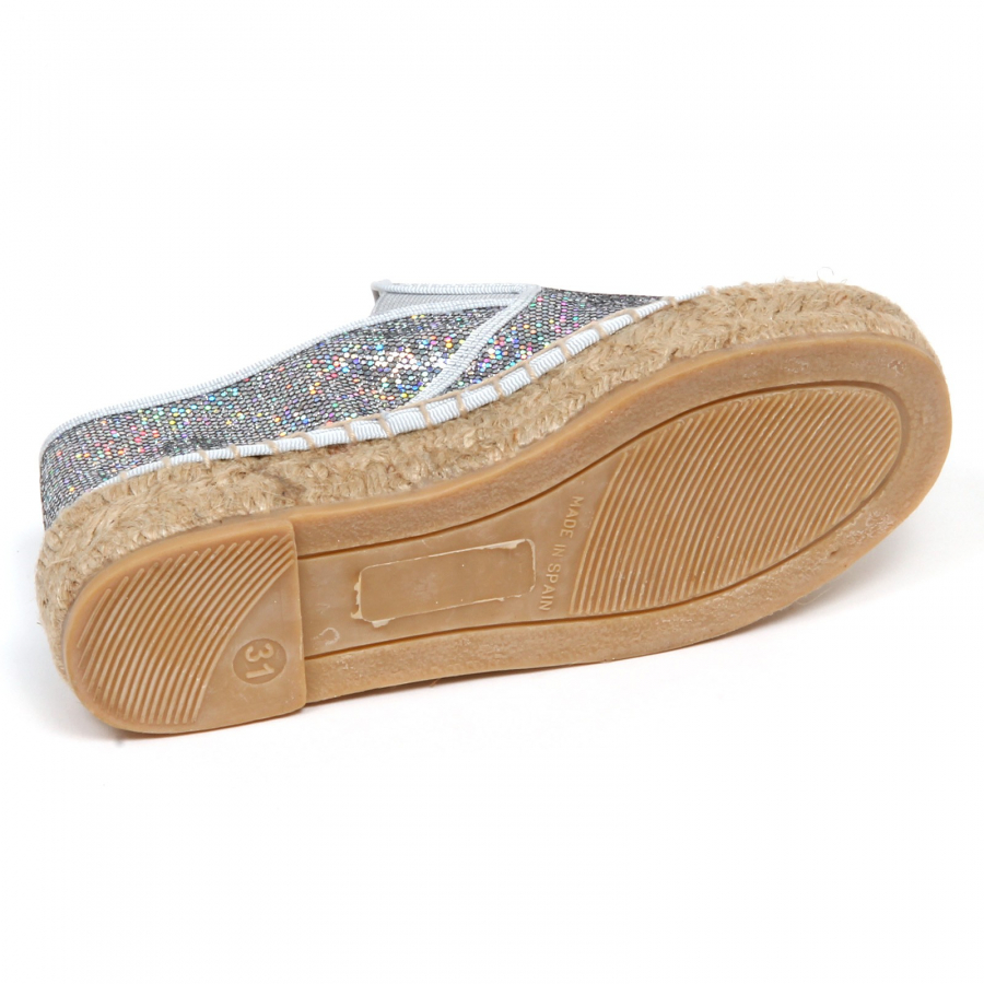F7976 espadrillas bimba girl tissue FLORENS silver glitter