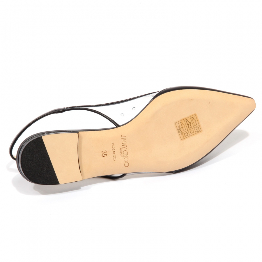 F9454 sandalo donna leather plexi JIMMY CHOO ERIN FLAT black shoe woman