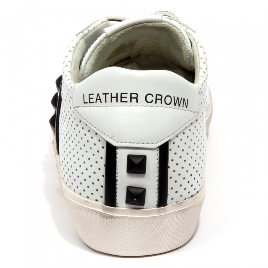 Sneaker Black/orange fluo Leather Crown - Le Follie Shop