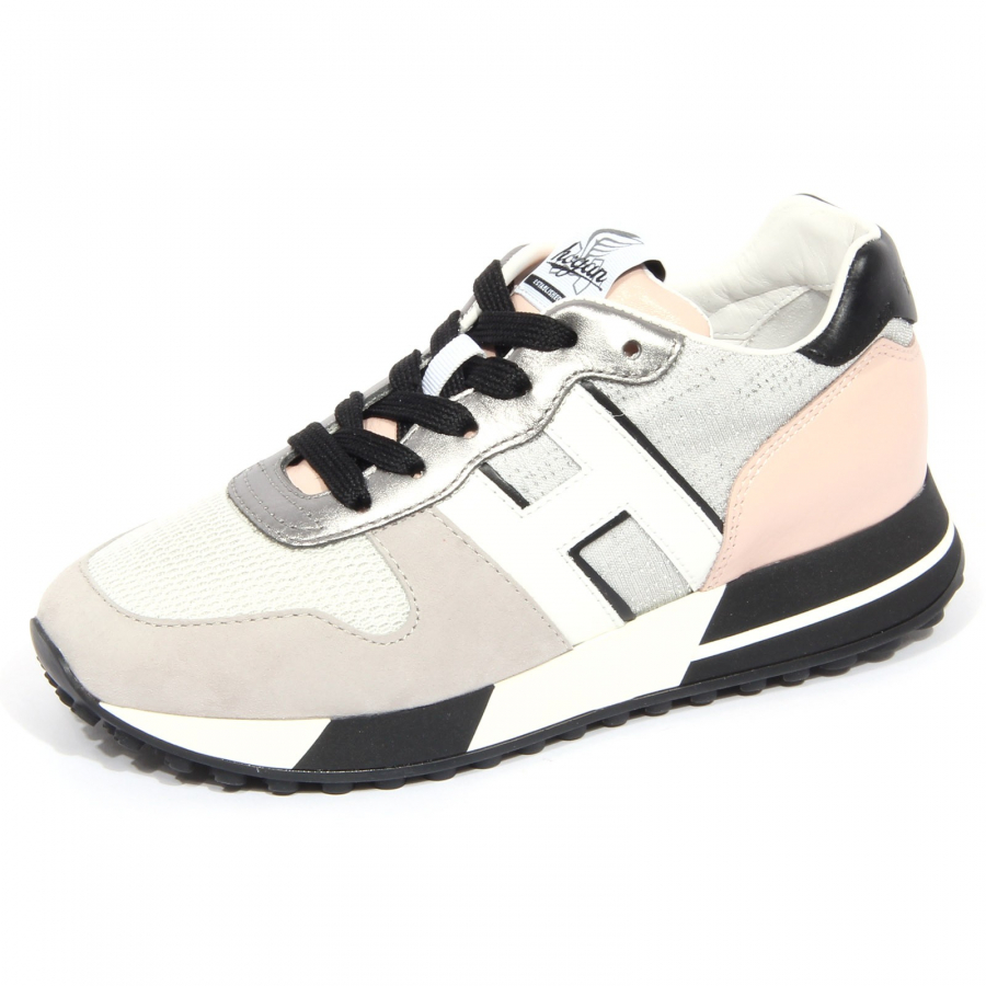 Morning regain focus G1470 sneaker donna HOGAN H383 grey/pink suede/leather/fabric shoes woman