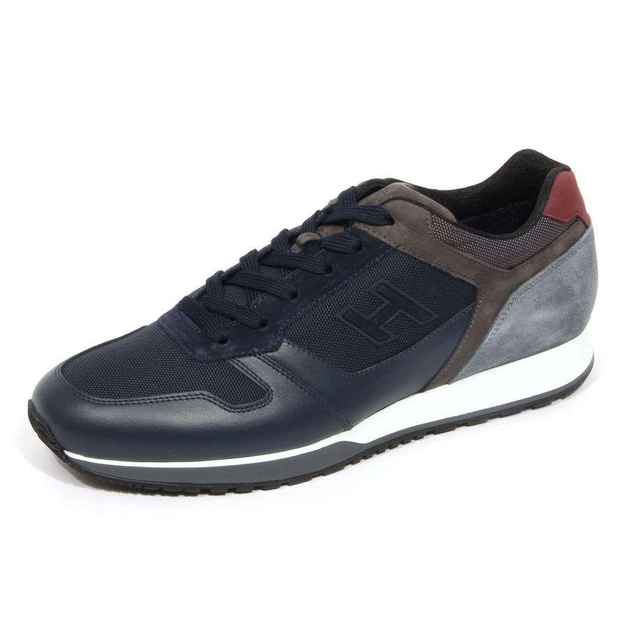 G2632 sneaker uomo HOGAN H321 blue leather fabric shoe man