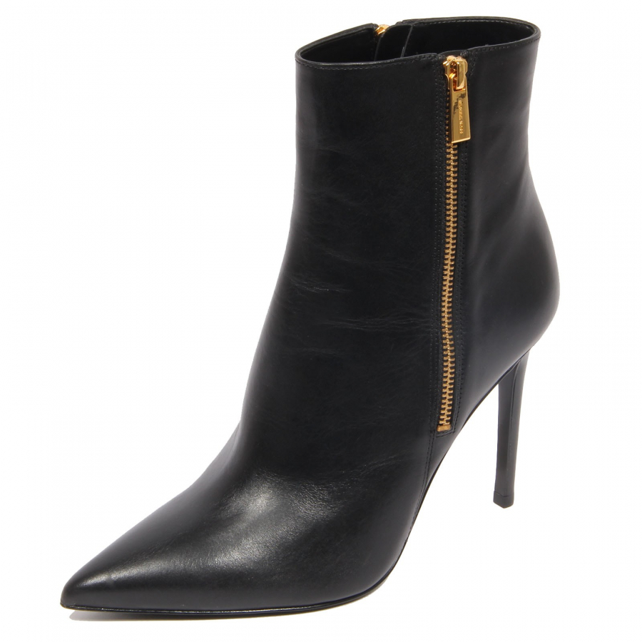G3116 tronchetto donna MICHAEL KORS KEKE BOOTIE black leather ankle ...