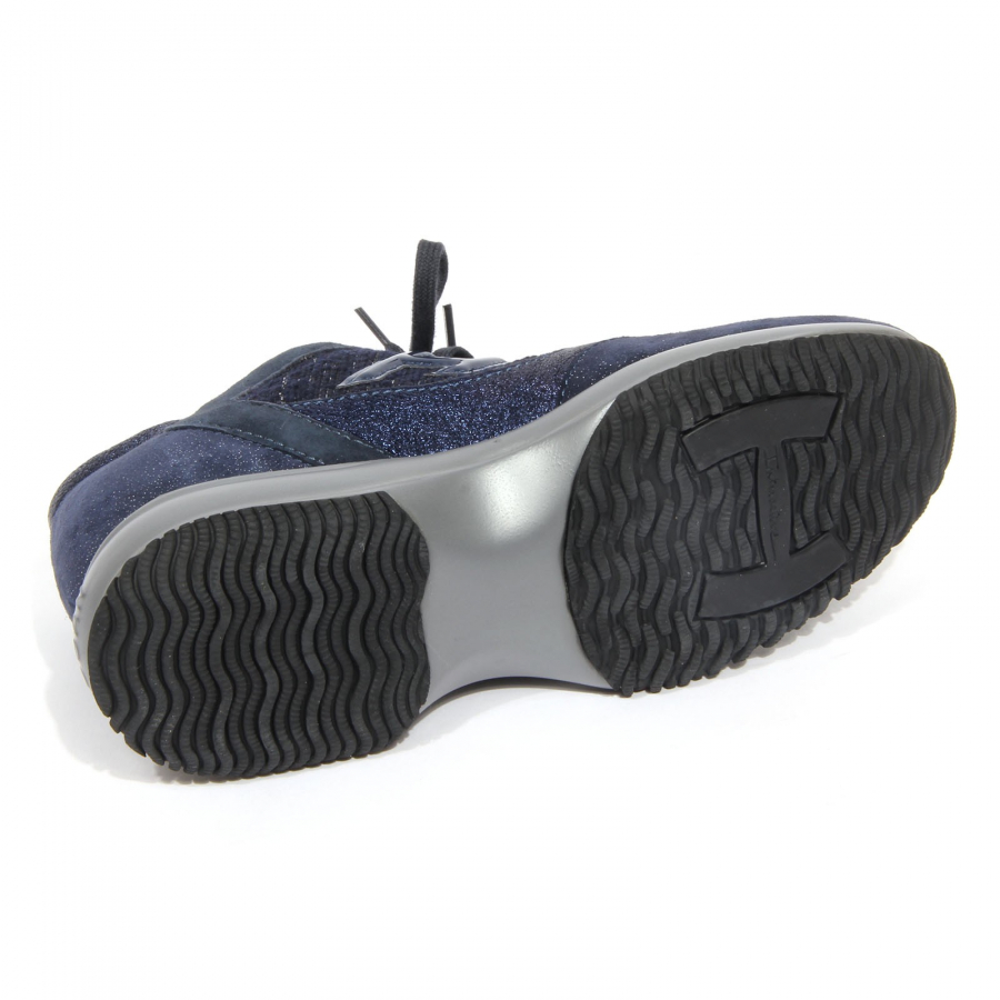 G3826 sneaker donna HOGAN INTERACTIVE blue silver glitter suede