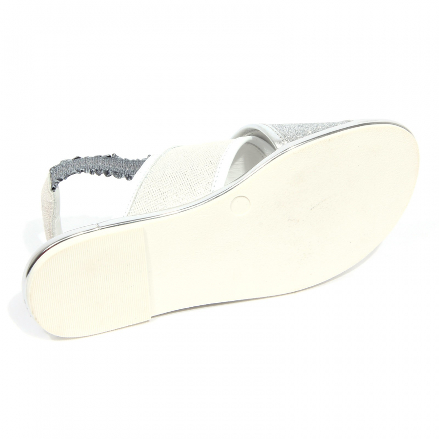 G4018 sandalo bimba girl HOGAN JUNIOR white silver leather fabric sandals kids