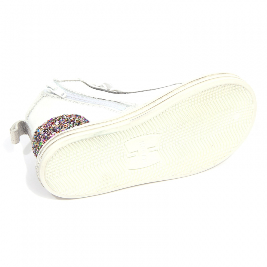 G4064 sneaker bimba girl HOGAN white grey vintage effect glitter shoes kids