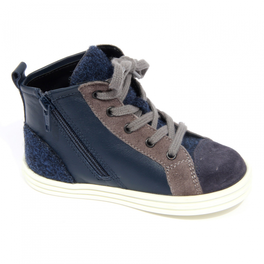 G4108 sneaker bimbo boy HOGAN JUNIOR blue grey leather suede