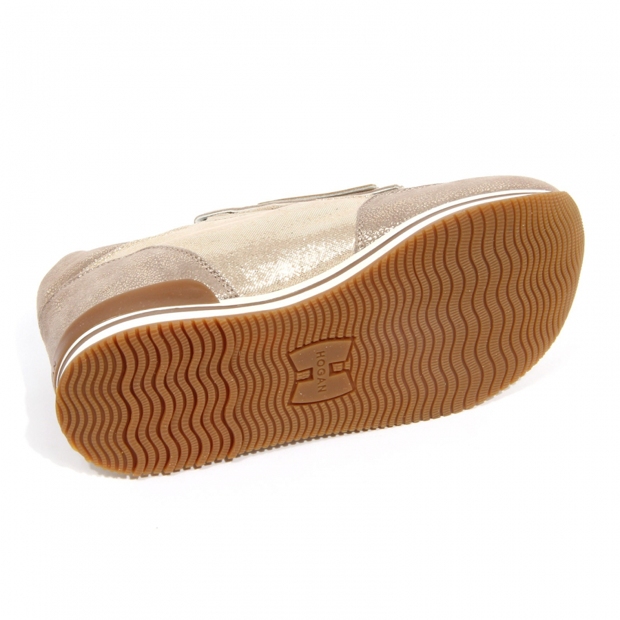 G4160 sneaker bimba girl HOGAN JUNIOR beige platinum gold suede shoe kid