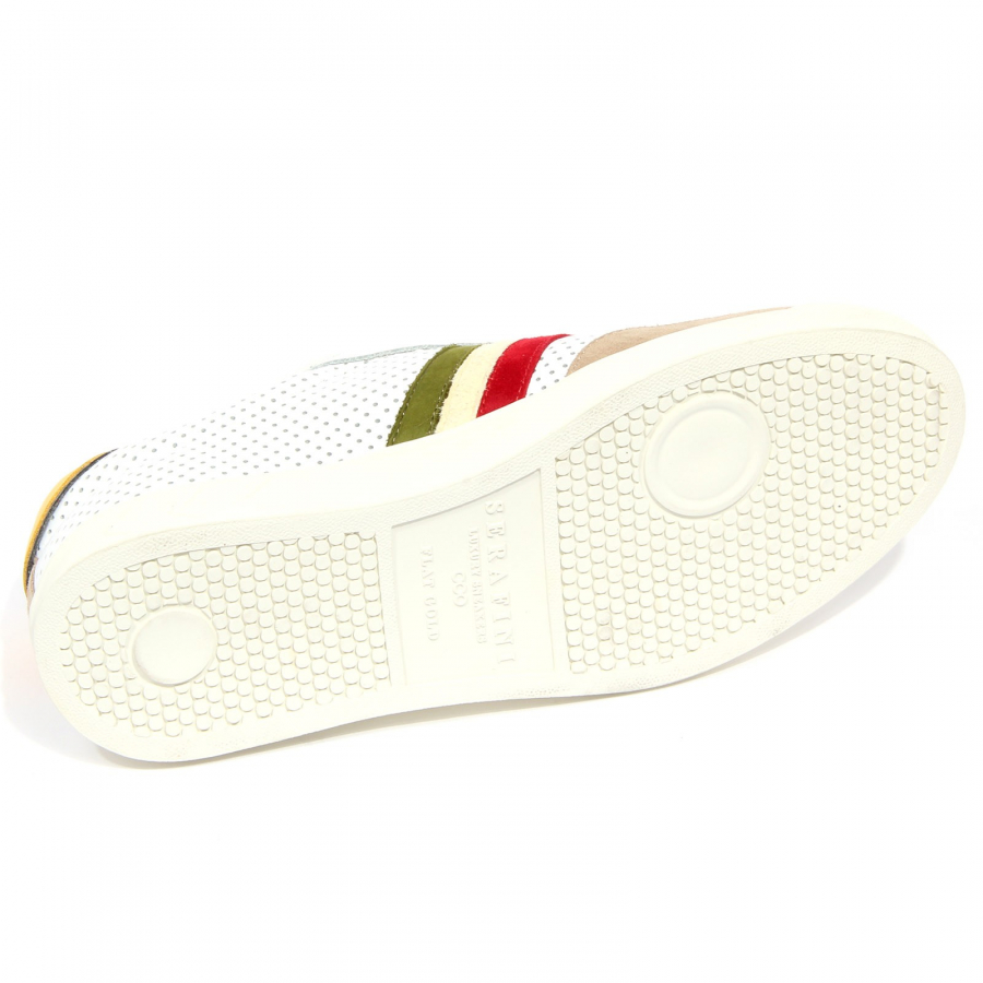 G4704 sneaker uomo SERAFINI FLAT GOLD white perforated leather shoe men