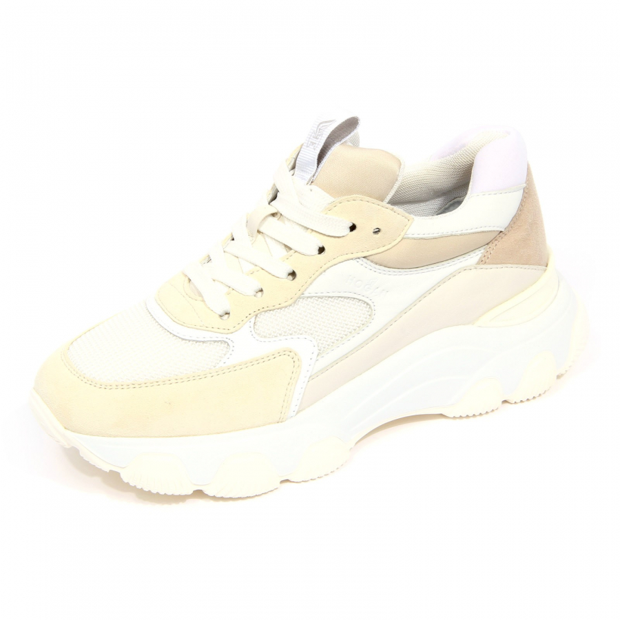 Golf Voorzitter noot G5206 sneaker donna HOGAN HYPERACTIVE off white/beige suede/fabric shoes  woman