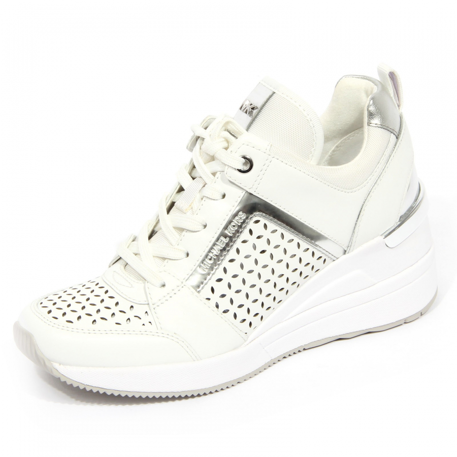 G5434 sneaker donna MICHAEL KORS white/silver perforated leather shoes woman