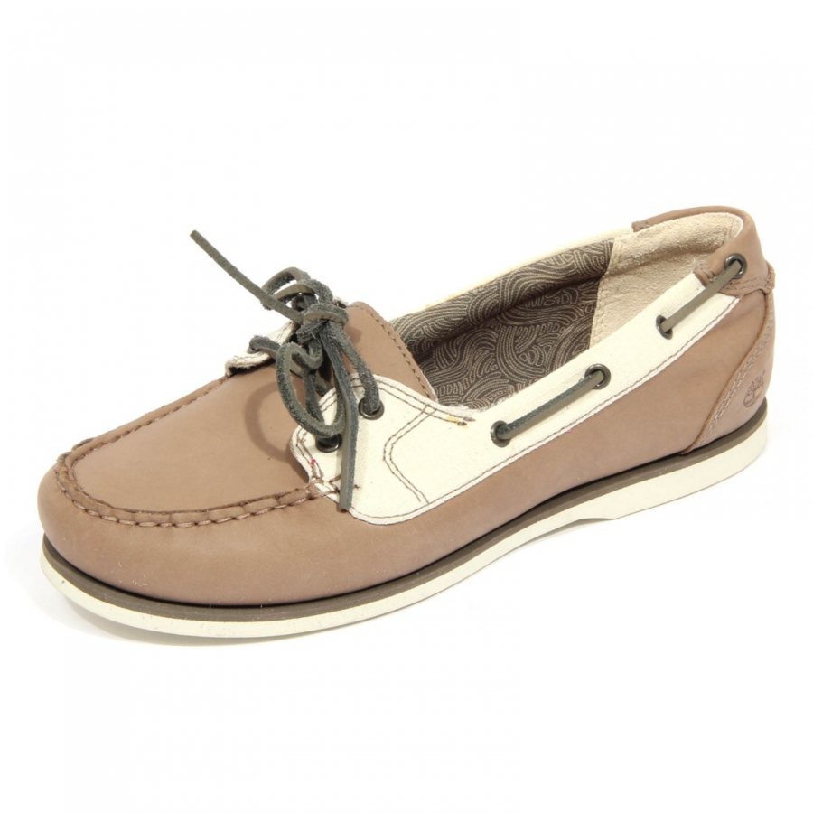 H0478 scarpa da barca donna TIMBERLAND women leather fabric shoes grey
