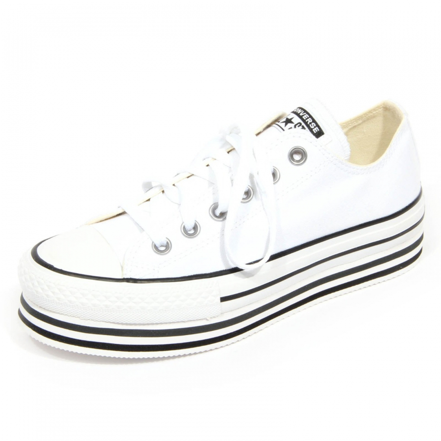 H1028 donna women ALL STAR platform shoe white