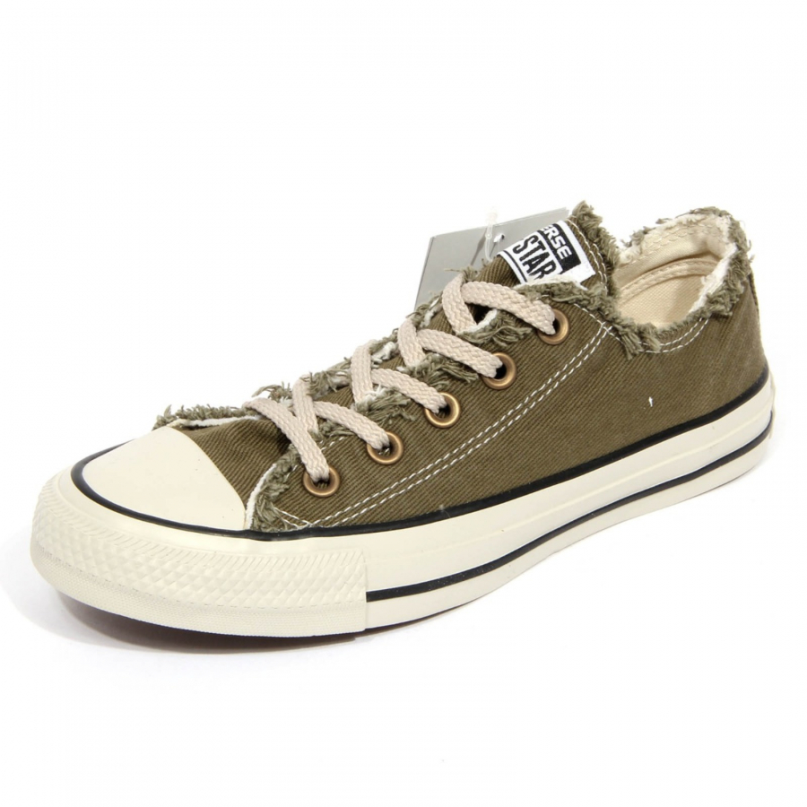 H1122 sneaker donna CONVERSE women ALL STAR frayed canvas shoe green
