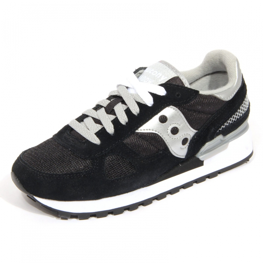 H2264 sneaker donna SAUCONY SHADOW women shoes black silver
