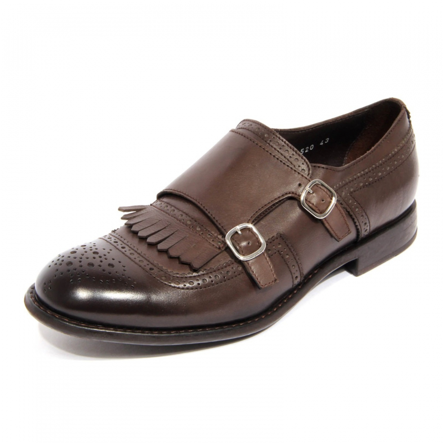 H3090 scarpa doppia fibbia uomo DOUCAL S man shoes brown