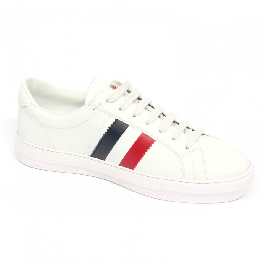 MONCLER MONACO WHITE Leather sneakers Trainers 43.5 UK 9 Inc Dust Bag  £79.99 - PicClick UK